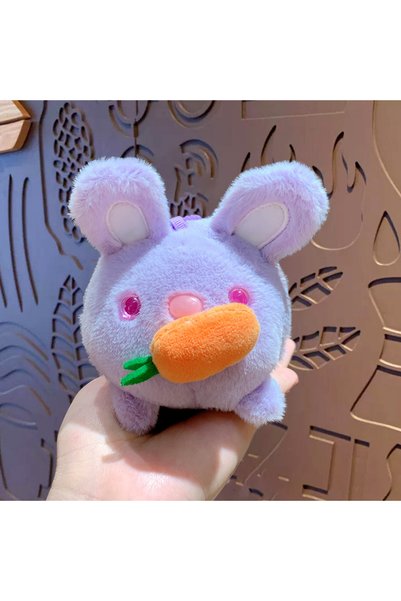 Generic Cartoon plush radish little rabbit wagging tail keychain couple cute ...