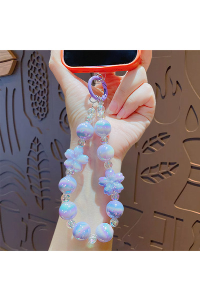 Generic Creative Cherry Blossom Beaded Mobile Phone Chain Keychain Pendant Cu...