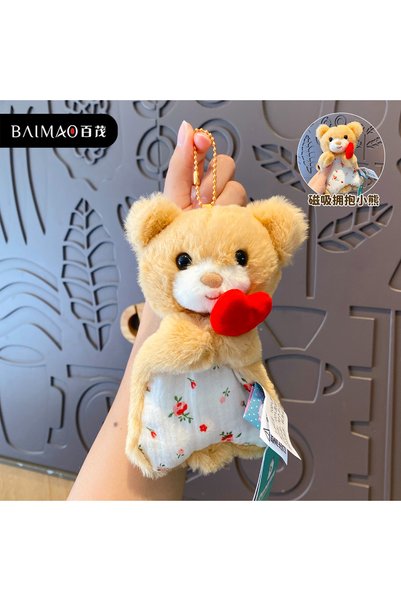 Generic Cartoon rose bear beanbag pendant, soft and cute, magnetic doll for g...