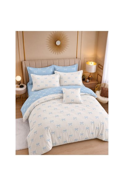 Johny Home Pucioasa Bed linen, 6 pieces, 2 people, 240x250, baby blue print