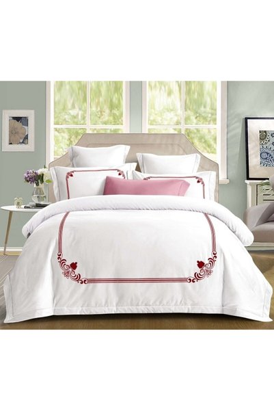 Primavara Double Bed Linen, Spring, Fitted Sheet, Elegant Printed Cotton, 4 p...