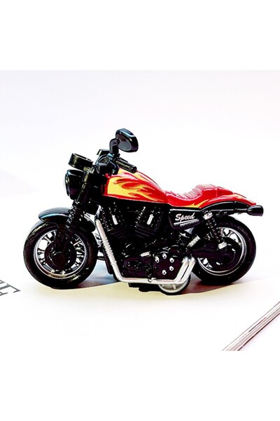 Generic Creative mini Harley motorcycle keychain cartoon alloy pull-back car ...