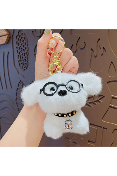 Generic Cartoon West Highland Puppy Plush Bag Keychain Doll Pendant Car Key C...