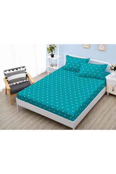 Johny Home Pucioasa Cearșaf de pat și 2 fețe de pernă, cu elastic, 180x200 cm...