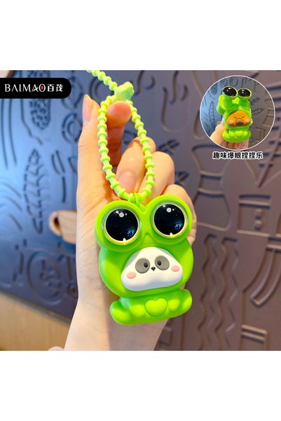 Generic Creative Stress-Relief Big-Eyed Frog Squeeze Toy Keychain Cartoon Cap...