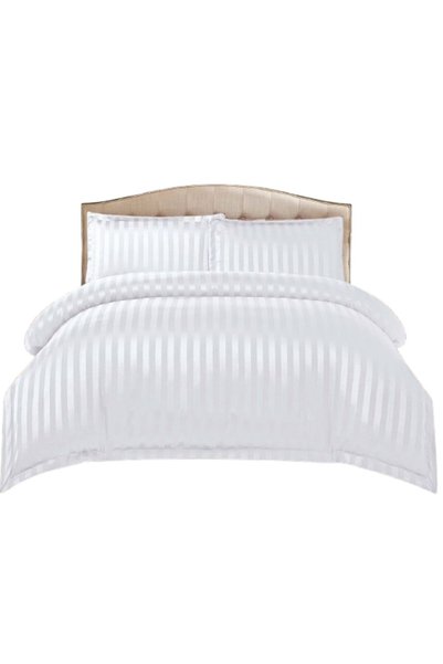 Primavara Lenjerie de pat pentru pat dublu, cu elastic, damasc, 4 piese, pent...