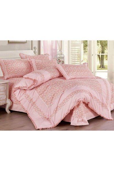 Veluxio Home Luxury Bedding Set with Ruffles, Fine Cotton, 4 pieces, 2 person...