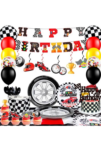 Generic 117pcs Race Car Birthday Party Supplies, Racing Themed Party Tablewar...