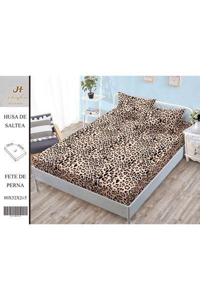 Johny Home Pucioasa Cearșaf de pat, 2 persoane, cu elastic 180x200 cm, imprim...