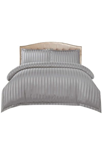 Primavara Lenjerie de pat pentru pat dublu, cu elastic, damasc, 4 piese, 2 pe...