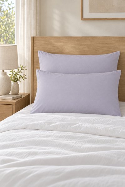ACELEYOLLA Novella Premium Cotton Textured 2-Piece Pillowcase 50X70 cm Lilac