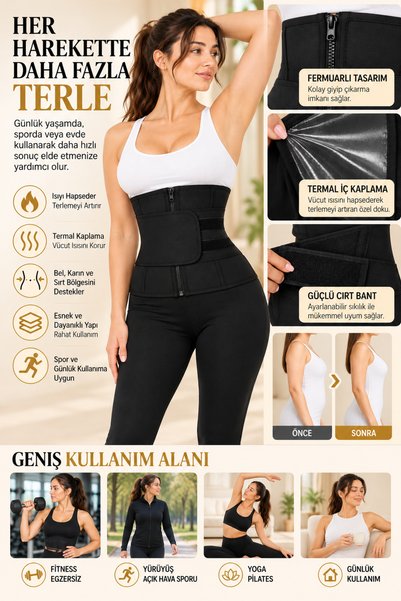 Mila Pars Women's Thermal Sauna Corset with Zipper, Velcro, Adjustable, and A...