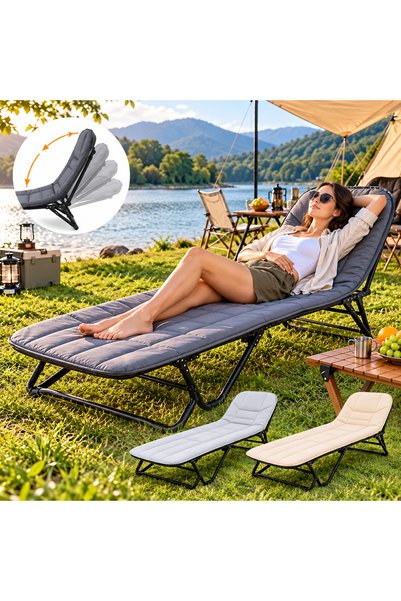 Generic Brand 200cm Folding Outdoor Lounge Chair Padded Camping Garden Beach ...