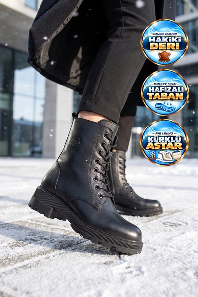 Voyager Women's Genuine Leather Boots 9309 Black
