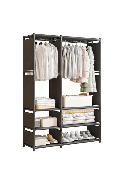 Yelajoy Portable Wardrobe, Carbon Steel Closet Organizer with Shelves and Han...