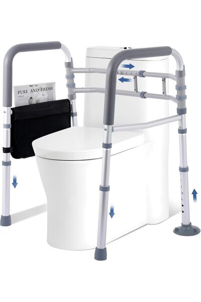 GENERAL قضبان أمان للمرحاض - إطار أمان مستقل للمرحاض وقضيب مساعدة