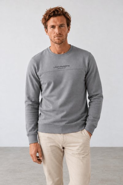Redline New season klok men's regular fit crew neck pique sweatshirt.