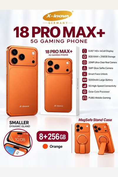X inova هاتف ذكي للألعاب 18 Pro Max+ 5G، ذاكرة وصول عشوائي 8 جيجابايت، سعة تخ...