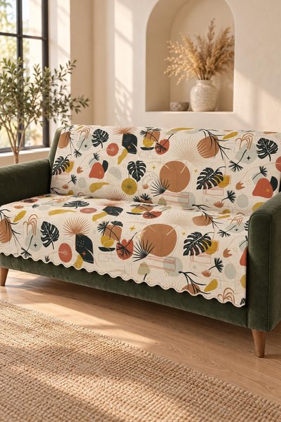 ALANUR Multipurpose Velvet Sofa Cover with Non-Slip Foam Backing, 165x215 cm,...