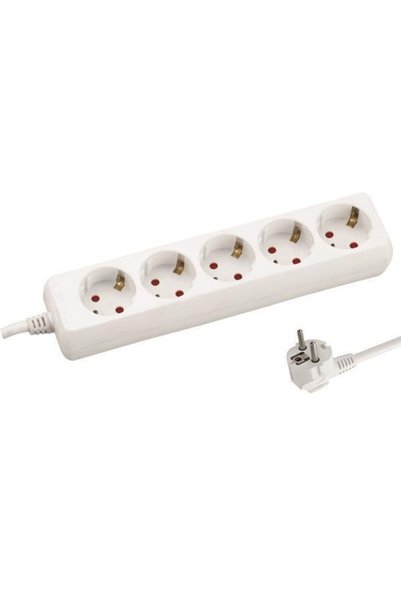 EUROLAMP Prelungitor, 5 prize, protecție la supratensiune, 1,5 m, alb, 240x55...