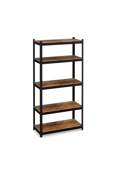 Relaxdays Metal Shelving Unit 5 Adjustable Shelves Black Brown