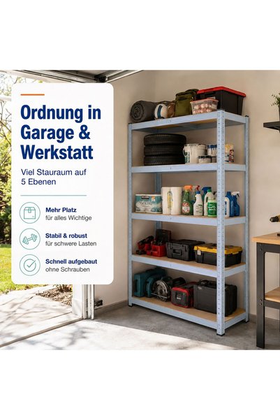 Relaxdays 10054094_8332 Storage Rack, metal with 5 shelves, capacity 175 kg/s...