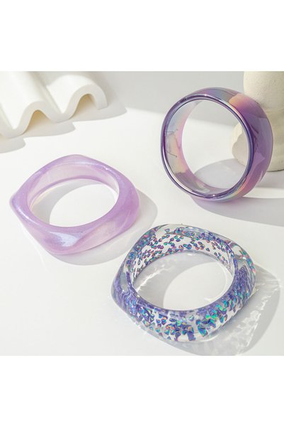 Choice ST006-3Pcs-Purple 3Pcs/Set Fashion Laser Purple Resin Irregular Geomet...
