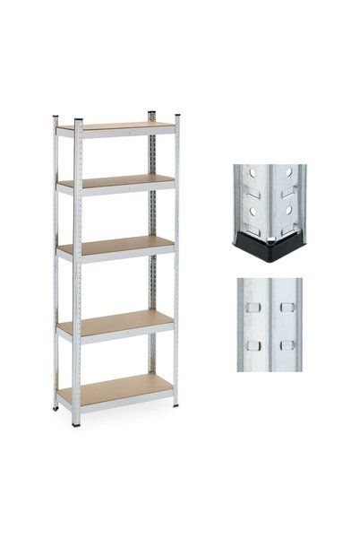 Relaxdays Heavy-duty shelving unit with 5 levels, light brown/silver, 180x30x...