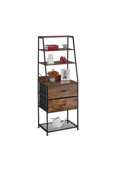 Relaxdays Bookshelf, MDF/Wood, 3 shelves/2 drawers, 164 x 60 x 41.5 cm, Brown...
