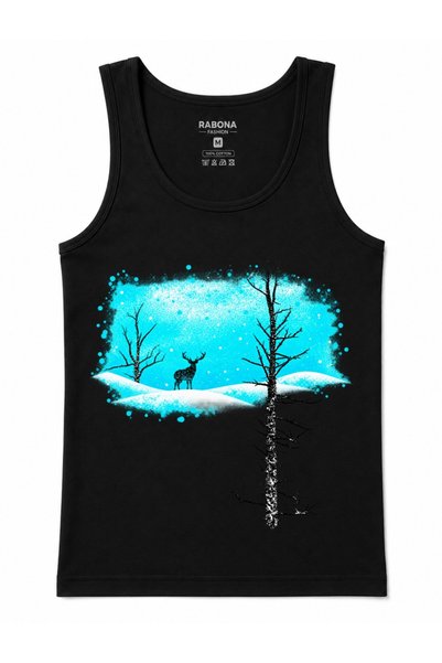 Rabona Fashion Frozen Wilderness – Turquoise Winter Landscape with Deer and S...