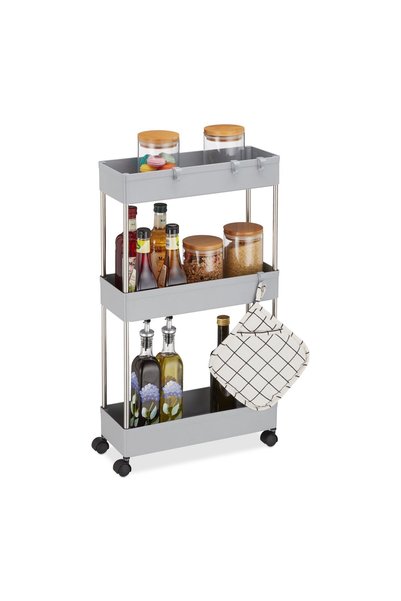 Relaxdays 3-Shelf Rack, Relaxdays, Made of Plastic and Stainless Steel, Grey,...
