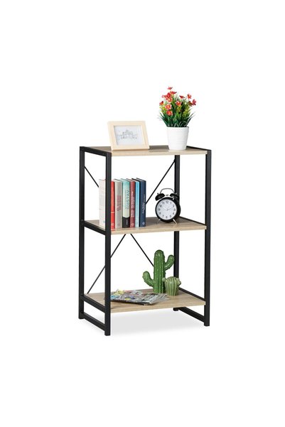 Relaxdays Freestanding shelf Relaxdays, 3 tiers, brown/black, 80x50x35 cm