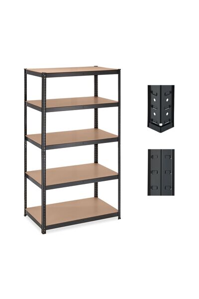 Relaxdays heavy-duty storage rack with 5 levels, light brown/black, 180x60x10...