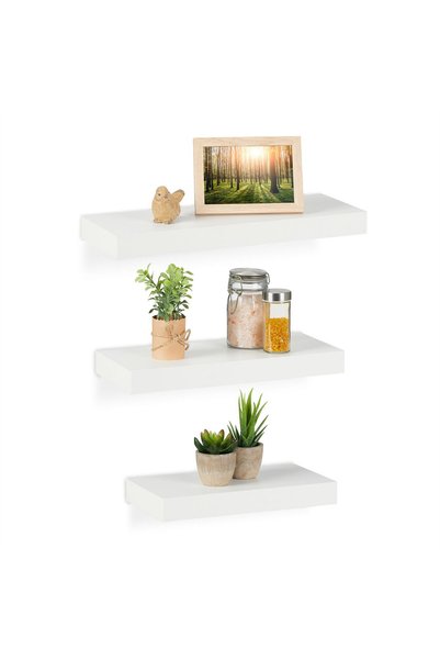 Relaxdays Set of 3 wall shelves Relaxdays, 3 sizes, made of MDF, shelf for ki...