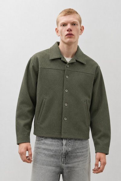 DAMGA JEANS Men's Wool-Look Short Casual Jacket with Pockets and Buttons