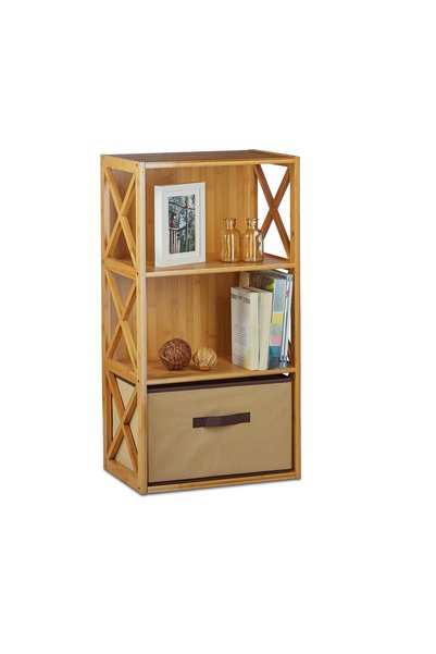 Relaxdays Shelf with Drawer, Bamboo, , 80 x 42 x 29 cm