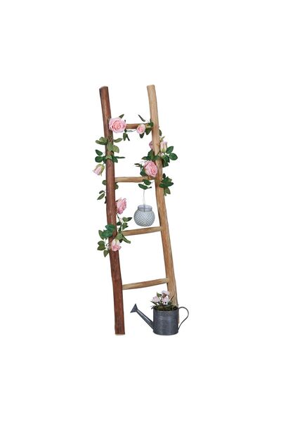 Relaxdays XL Decorative Wooden Ladder, Light Brown, 116x4.5x35 cm