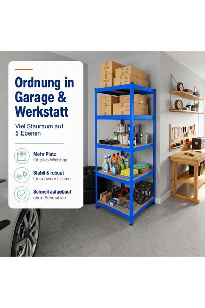 Relaxdays 10053996_9416 Storage Rack, 5 Shelves, Load Capacity per Shelf 175 ...