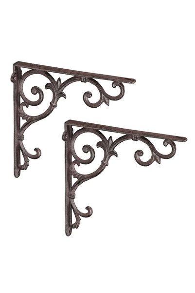 Relaxdays Set of 2 cast iron shelf brackets, Relaxdays, vintage, 24.5x24.5x4 ...