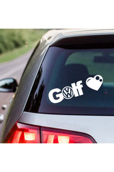 OEM Autocolant auto - VW Golf Heart - tuning cu logo personalizat - 15 cm - Alb