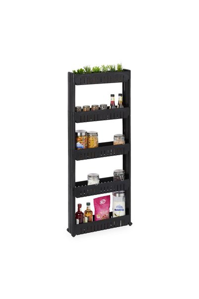 Relaxdays 5-Tier Narrow Shelf Unit Relaxdays, with Wheels, for Bathroom or Ki...