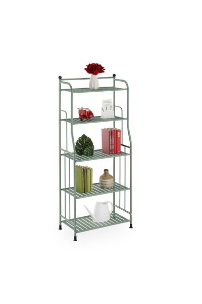 Relaxdays Unitate de depozitare lată cu 5 niveluri, Verde/Negru, 133x28x56 cm