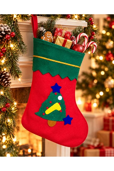 PARTİPORT Set of 3, 50 cm New Year's Gift Stockings – Felt New Year's Decorat...
