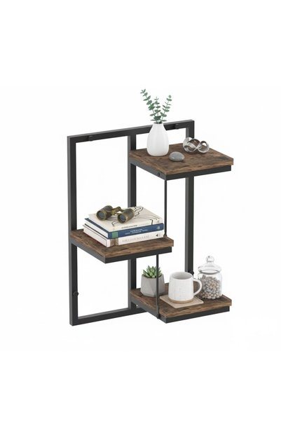 Relaxdays Wall Shelf, 3 Shelves, 45×32.5×19 cm, Wood/Steel, for Kitchen, Hall...