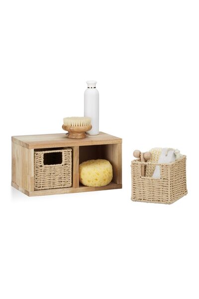Relaxdays Bathroom shelf with 2 storage boxes, Relaxdays, walnut wood, , 16 x...