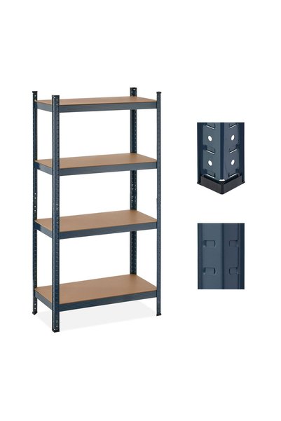 Relaxdays Durable Storage Shelving Unit with 4 Levels, Anthracite/Light Brown...