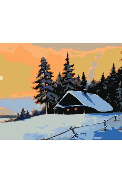Painting-numbers Set pictura pe numere Peisaj de iarna 3845, panza pe rama le...