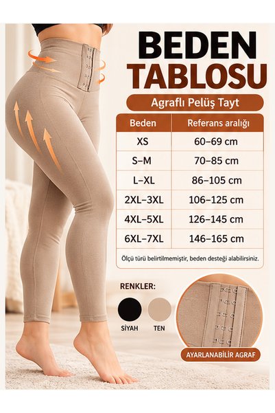 MODAGO Agraflı Toparlayıcı Peluş Tayt