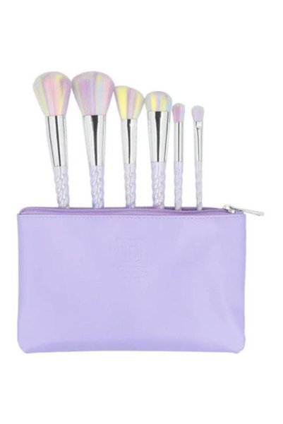 İlü Set of 6 Unicorn Makeup Brushes with Case - Ilu Basic Makeup Brush Set Un...