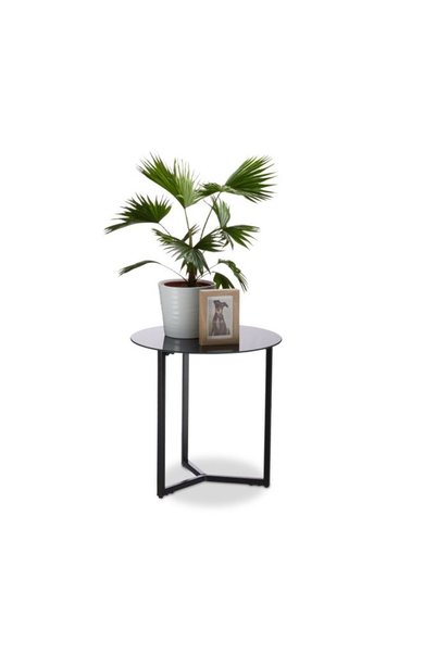 Relaxdays Round Glass and Metal Side Table